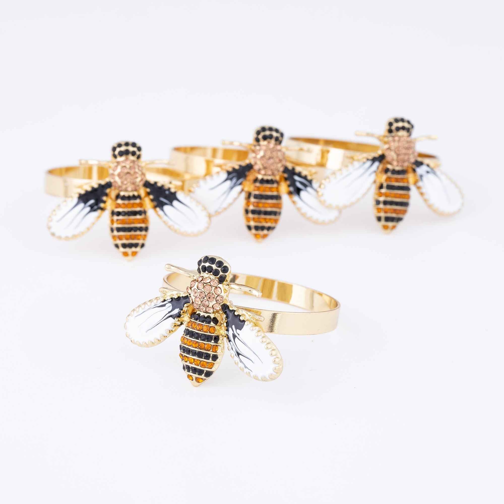 Elegant Bee Napkin Ring - Set of 4