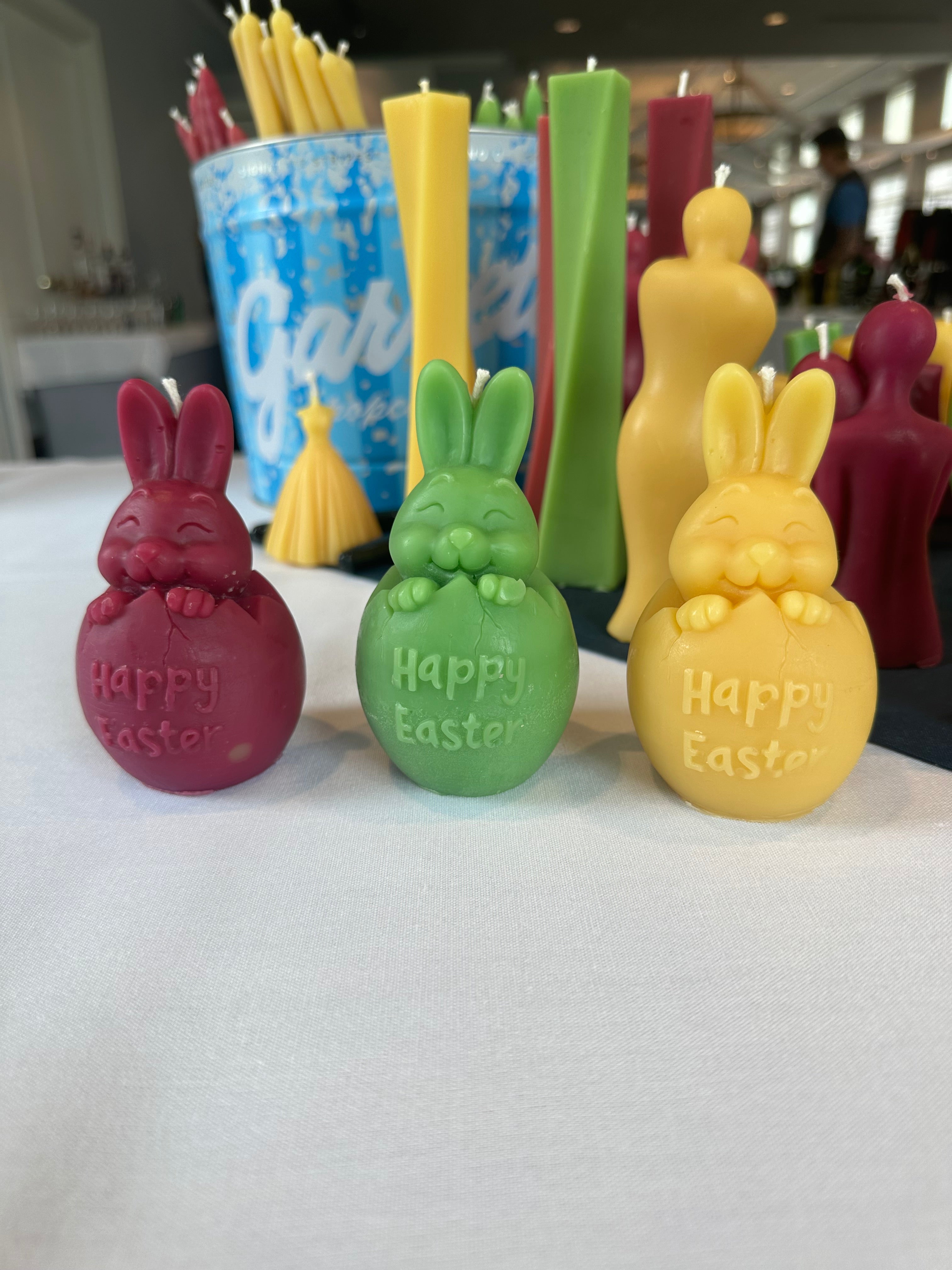 The Easter bunnies are hopping towards Spring. The Easter bunny comes in pink, sea-foam green, and natural colors.