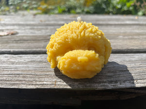 Made from Indiana beeswax, the puppy face candle reminds people of man's best friend.