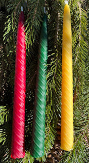 Fitting for any holiday or occasion the spiral taper candle is a favorite of Hardwood Honey. The taper candle series is appropriate for Advent, Christmas, and Hanukah.