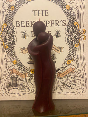 The TLC candle is made from Indiana beeswax. This color specifically is merlot.