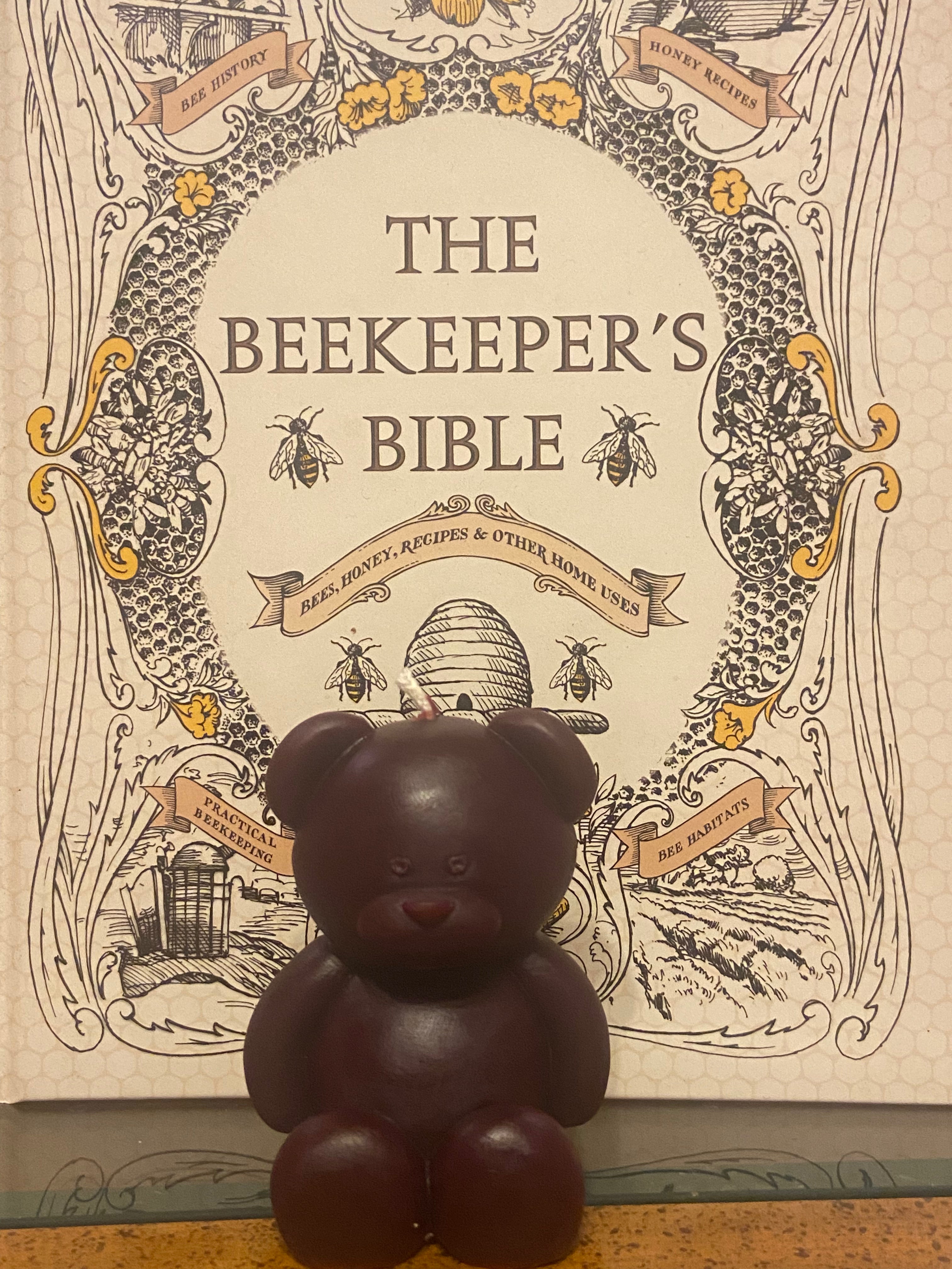 The teddy bear posing for the camera.