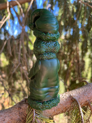 The Grinch doesn't even wanna look at the camera he is so upset.