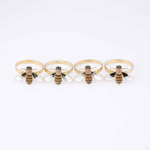 Elegant Bee Napkin Ring - Set of 4