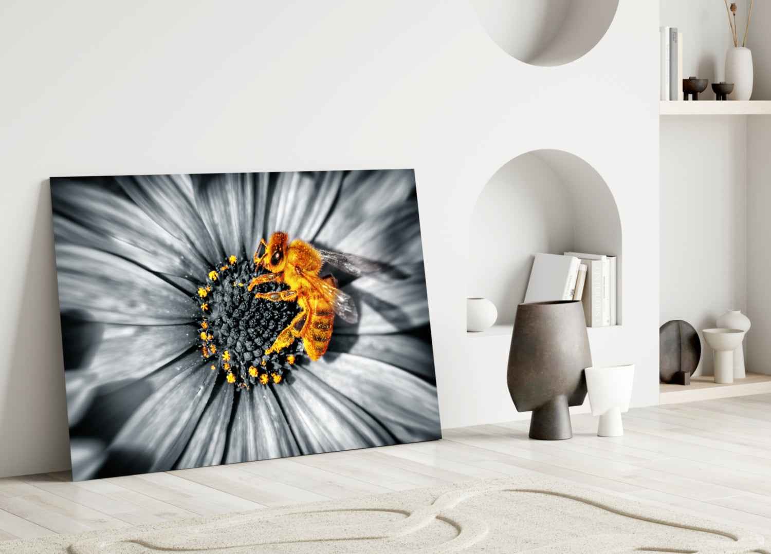 Honey Bee Glass Wall Art